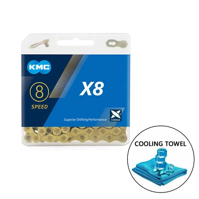 KMC X8 Road MTB Mountain Bike Gold Chain 7 8 Speed 116L For Shimano + Free Gift - Image 1 of 4