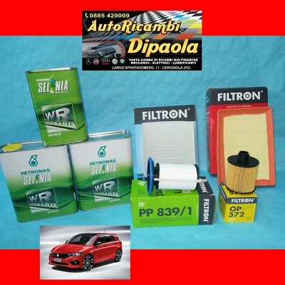 KIT TAGLIANDO FIAT TIPO 1.6 D 84 88 KW 114 120 CV 5L SELENIA 0W30 + 4 FILTRI