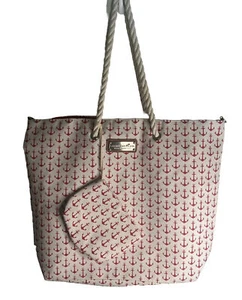CARIBBEAN JOE 4-IN-1 BEACH PACK Shoulder Bag & Purse Red White Anchors EUC - Picture 1 of 4