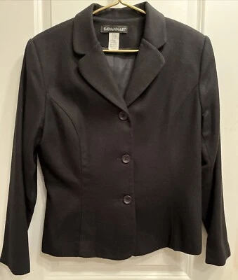Vintage Savannah Black Wool Blazer Size 12 3-Button Lined Thin Shoulder Pads - Image 1 of 4