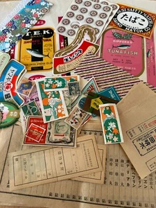 50pcs Vintage Japanese Ephemera Lot Printed Can Labels Stamps Junk Journaling - Picture 1 of 5