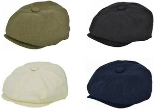 💎 G & H Summer Linen 8 Panel Peaky Blinders Style Newsboy Cap Hat      - Picture 1 of 10