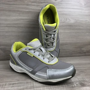 Vionic Zen Walking Leather Metallic Silver Sneakers Sz 6.5 Yellow Comfort Shoes - Picture 1 of 8