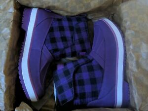 UGG Astin Girl's Size 5 Waterproof Winter Snow Boots Purple Plaid Flannel NIB