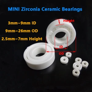 MINI Zirconia Full Ceramic Bearing Ceramic Balls Bearings 3mm~9mm ID 9mm~24mm OD - Picture 1 of 4