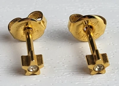 Aretes STUDEX chapados en oro de cristal transparente Foto 1 de 3