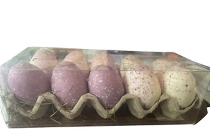 Easter Speckled Eggs 12Pc Pastel In Straw Carton Bloom And Bramble 3.5 Inch - Picture 1 of 3