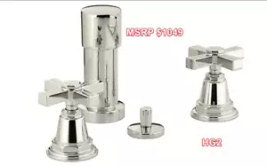 Rubinetto bidet gessato Kohler K-13142-3B-SN maniglie incrociate nichel lucido vibrante - Foto 1 di 5