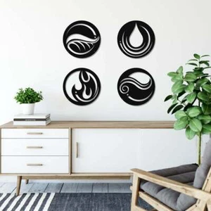 Four Elements Metal Wall Art, Metal Wall Sign, Farmhouse Wall Decor, Modern Fire - Picture 1 of 4