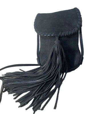 Hobo Int’l Black Nubuck Leather dancer Crossbody Suede Tassel fringe - Image 1 of 4