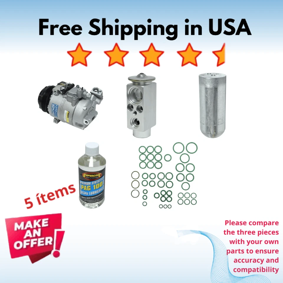 Compresor y válvula aire acondicionado apto para BMW 540i 1998-2003, BMW M5 2001-2002 Foto 1 de 4