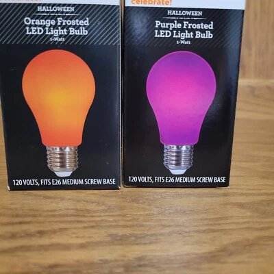 Way to Celebrate Halloween Purple and Orange Frosted Led Light Bulbs 1 Watt New - Image 1 of 2