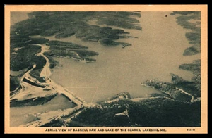 Aéreo BAGNELL PRESA LAGO DE LOS OZARKS JUNTO AL LAGO MISSOURI ESTANQUE GRABADO ART c 1930S - Imagen 1 de 2