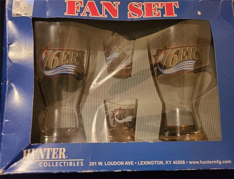 Philadelphia 76ers NBA Hunter Fan Set Shot & Beer Glasses (early 2000’s Logo)NEW Cover