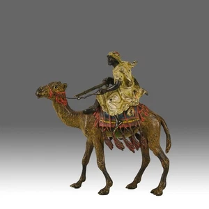 Early 20th Century Cold-Painted entitled "Warrior on Camel" by Franz Bergman - Picture 1 of 11