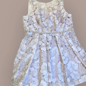 Decode 1.8 Champagne Dress 18 18W Plus bead floral Formal Cocktail Cream Pearl - Picture 1 of 14