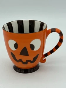 Taza de calabaza de Halloween Starbucks 2007 18 oz Jack O Lantern mango a rayas rara - Imagen 1 de 8