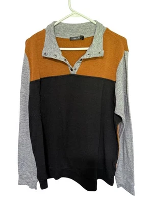 Top tejido Doe & Rae 1/4 bloque de colores negro gris marrón mujer XL Foto 1 de 4