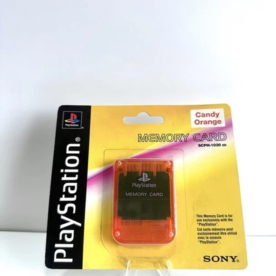 SONY PLAYSTATION 1 PS1 MEMORY CARD SALED CANDY ORANGE SCPH-1020 - Immagine 1 di 3