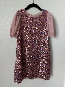 H&m Girls Pink Sequin Dress Size 6 - Picture 1 of 7