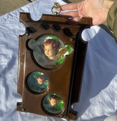 Caja de sombra de madera vintage única con ángeles hecha a mano - LEER Foto 1 de 4