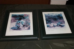 Framed Set Maureen Love Garden Window and Brick Patio 10x12 HTF RARE Prints - Picture 1 of 10