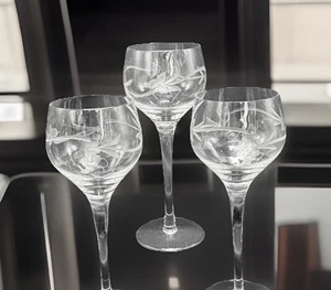 Vintage Romanian Toscany Etched Grape Hand-Blown Wine Glasses Set of 3 – 8 oz - Picture 1 of 9