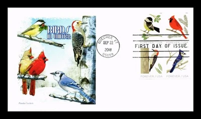 SELLOS DR JIM PORTADA PÁJAROS EN INVIERNO PRIMER DÍA EMISIÓN SETENANT PANDA CACHÉT Foto 1 de 2