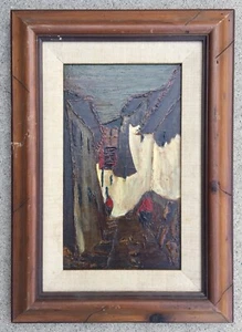 Vintage Oil Painting Street Scene Signed Illegible Maybe Briano? Impasto Framed - Picture 1 of 10