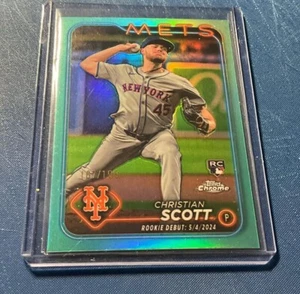 2024 topps chrome baseball CHRISTIAN SCOTT RC METS AQUA REFRACTOR /199 - Picture 1 of 3