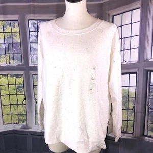 Style & Co XS NWT Confetti White Speckled Sweatshirt $50 & - Picture 1 of 12