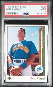 1989 Upper Deck #787 Omar Vizquel Graded PSA 9 Mint Certificate #72612754