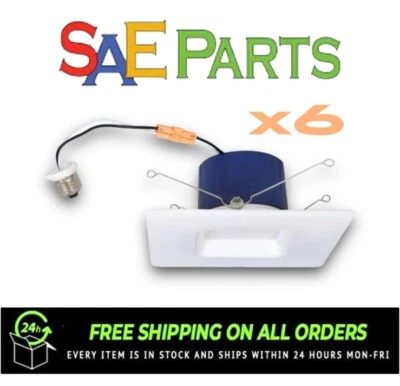 Sylvania 74930 5”/6” 13W, E26 Medium Base, 4000K Square Downlight Kit (6-Pack) - Image 1 of 2
