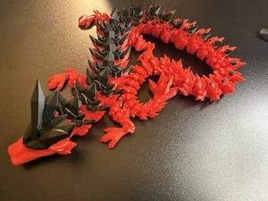 Articulated Crystal Dragon 23inch Red Black - Picture 1 of 5