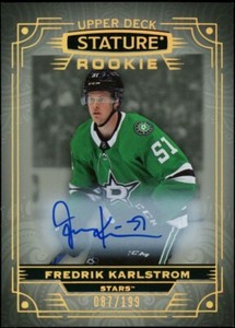 2022-23 UD Stature Fredrik Karlstrom Rookie RC Auto /199 Stars