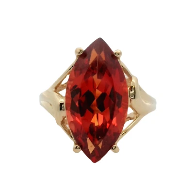 Anillo de cristal naranja en oro amarillo de 14k Foto 1 de 3