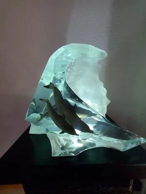Escultura Lucite Robert Wyland "Big Wave" edición limitada valor estimado $5990 certificado de autenticidad Foto 1 de 4