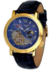 Minoir Uhren Modell Premiere gold/dunkelblau Automatikuhr Unisexuhr Minoir-Box - Bild 1 von 2