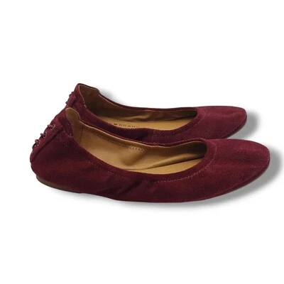 Zapatos planos de ballet Lucky Brand Echo para mujer 6,5 de gamuza roja sin cordones Foto 1 de 4