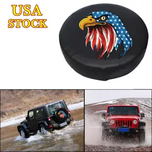 American Flag 14" Spare Tire Cover, 235/60R14 Heavy Duty Rear Wheel Protector - Picture 1 of 13