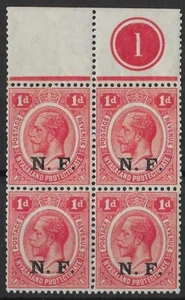 Tanganyika 1916 1d N.F. Overprint on Nyasaland Plate 1 MNH Block - Picture 1 of 2