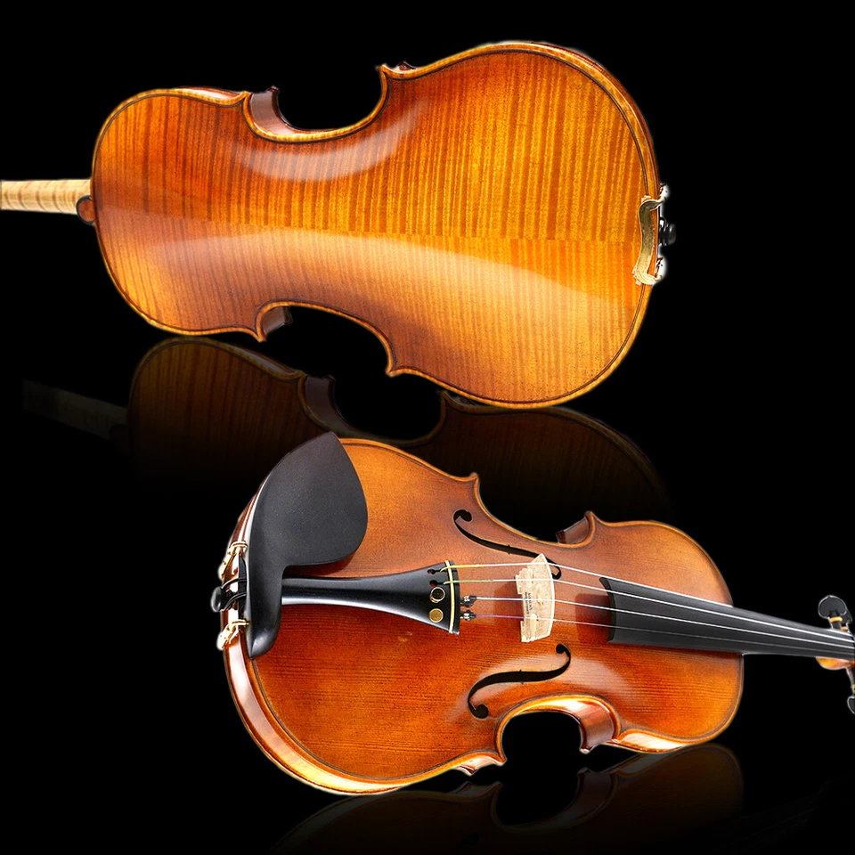 Tiger Maple Handmade 4/4 Violin With Premium Ebony Hardware And Case Master New - Image 1 of 4