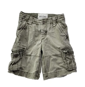Abercrombie Boy's 10 Green Cargo Shorts Pockets Drawstring Factory Distressed 9" - Picture 1 of 9