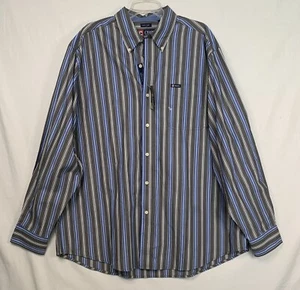 Chaps Dress Shirt Mens Gray Blue Stripe Long Sleeve Oxford 2XB Big &Tall NWT - Picture 1 of 11