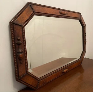 Spiegel alt/antik 83x57 cm Echtholz dunkelbraun achteckig - Bild 1 von 7