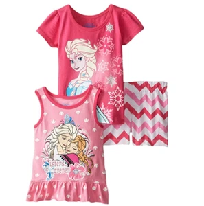 NEW Disney's Frozen Girls' 3-Piece Elsa Pink Short Set, Sz. 2T FREE SHIPPING - Picture 1 of 1