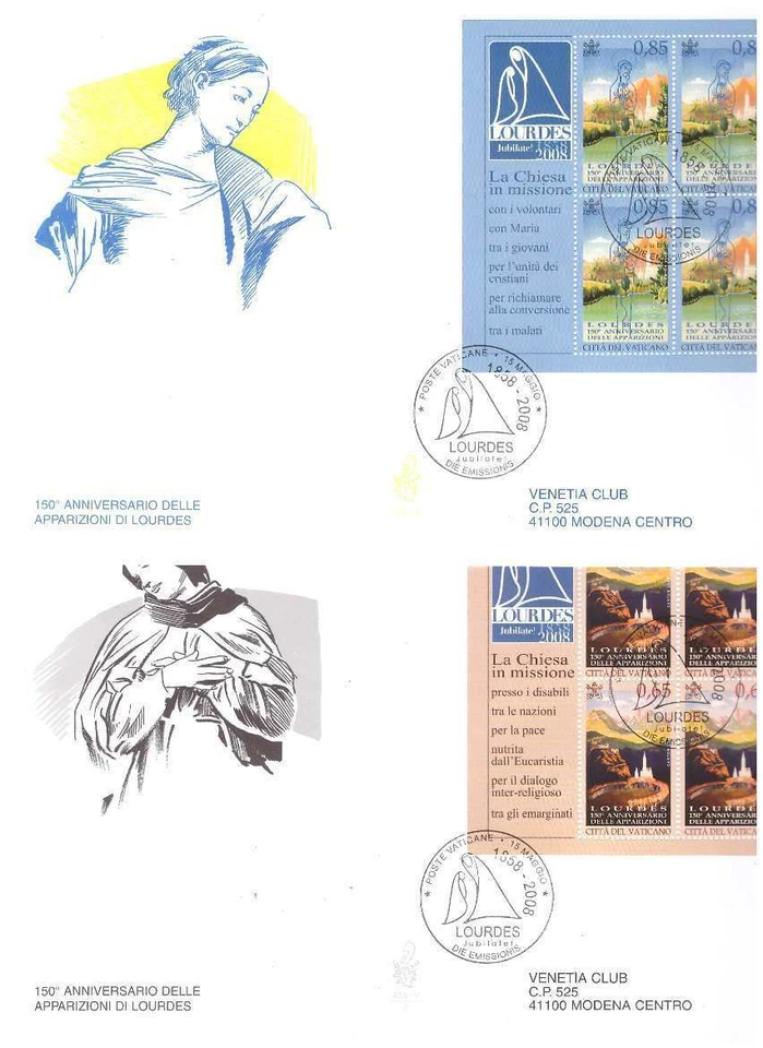 FDC Venetia Club Vatican 2008 - Lourdes Bf Travel - Image 1 of 1