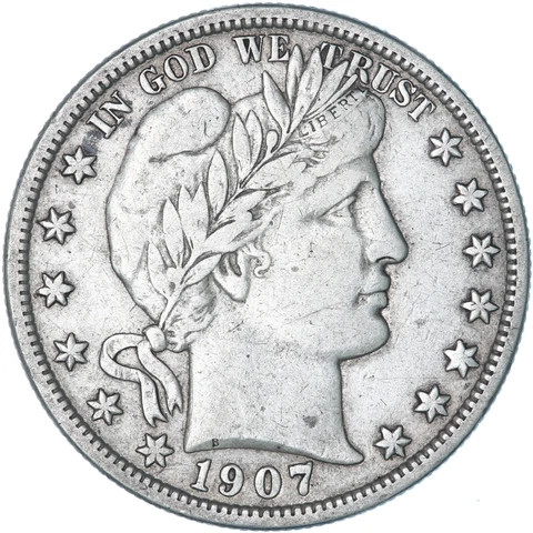 1907 D Barber Half Dollar 90% Silver Very Fine VF+ See Pics R897 Cover