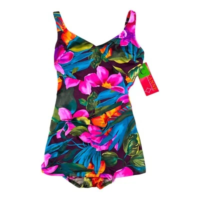 Sutiã Roxanne Vintage Tamanho Uma Peça Maiô 14 36C Vibrante Retrô Floral Anos 80 Novo - Imagem 1 de 4