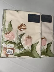 Qty 2 - 66x36” Ecru Embroidered Curtain. NEW. - Picture 1 of 5
